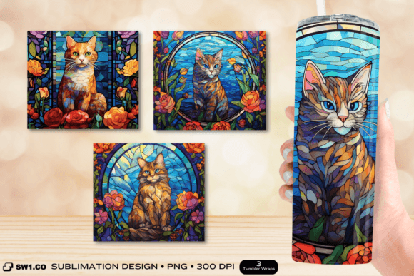 20 Oz Stained Glass Cat Wrap