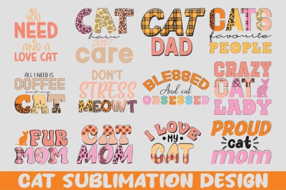 Cat PNG Sublimation Design Bundle