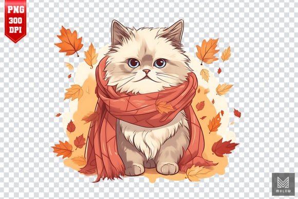 Cute Himalayan Cat in Autumn Clipart