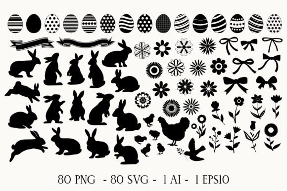 Easter Clipart Silhouettes Svg Bundle