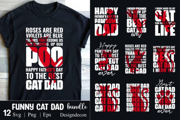 Funny Cat Dad Father's Day Quotes Bundle