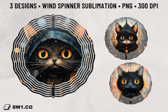 Halloween Black Cat Wind Spinner PNG