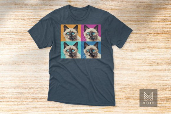 Pop Art Balinese Cat Four Panels T-shirt
