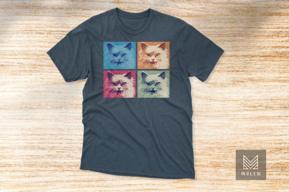 Pop Art Birman Cat Four Panels T-shirt