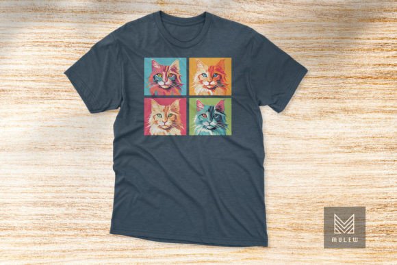 Pop Art Norwegian Forest Cat Four Panels