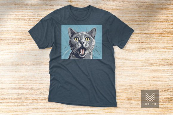 Pop Art Russian Blue Cat T-shirt Design