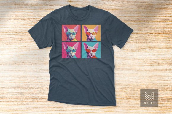 Pop Art Sphynx Cat Four Panels T-shirt