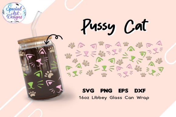 Pussy Cat Glasswrap Libbey Glass 16oz