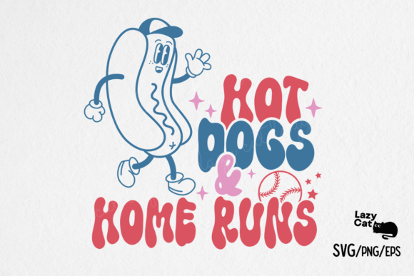 Retro Baseball Hot Dogs SVG Design